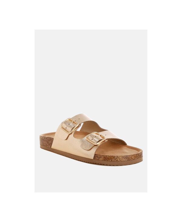 ロンドンラグ レディース シューズ サンダル トール London Rag Womens Parla Metallic Double Buckle Sandals Gold metallic faux