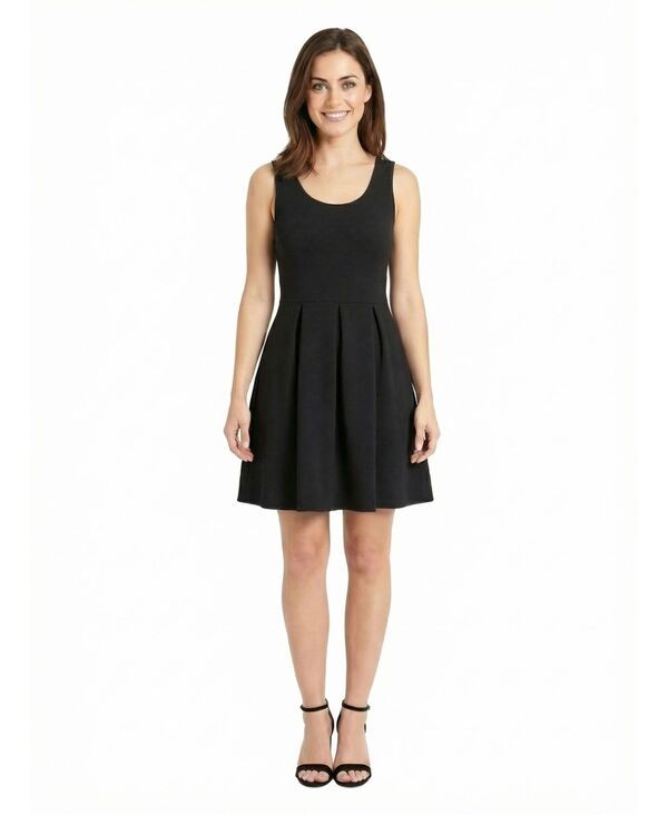 24 セブンコンフォート レディース トップス ワンピース プチ プリーツ 24seven Comfort Apparel Petite Scoopleated KneeLength Dress Bl