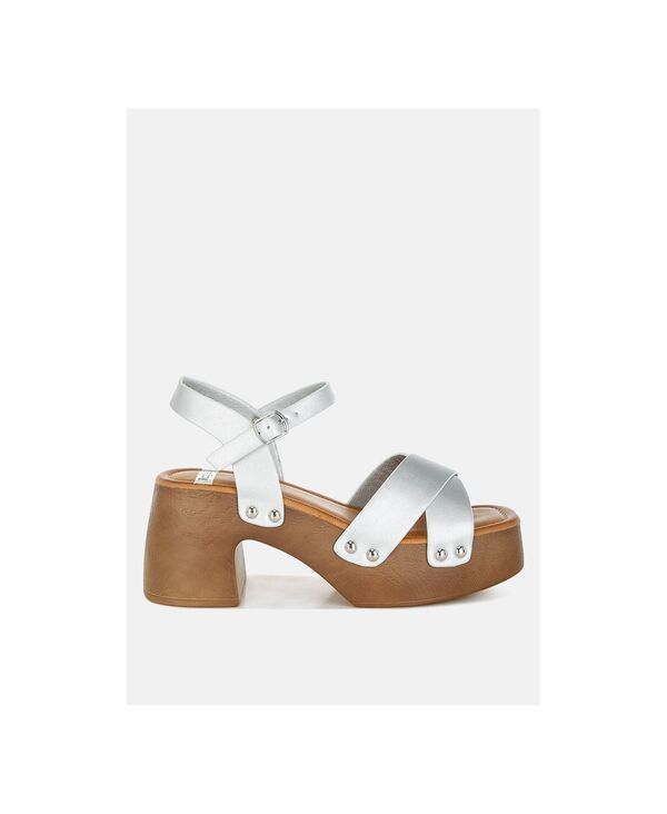 ラグアンドコー レディース シューズ サンダル トール レザー Rag Co Rag and Co Womens Morasa Metallic Pleather Clog Sandal silver