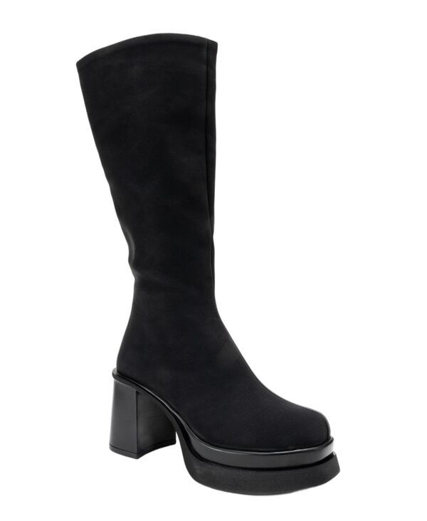 プロローグシューズ レディース ブーツ・レインブーツ プラットフォーム Prologue Shoes Carm Nubuck Platformid Calf Boot Women Black nubu