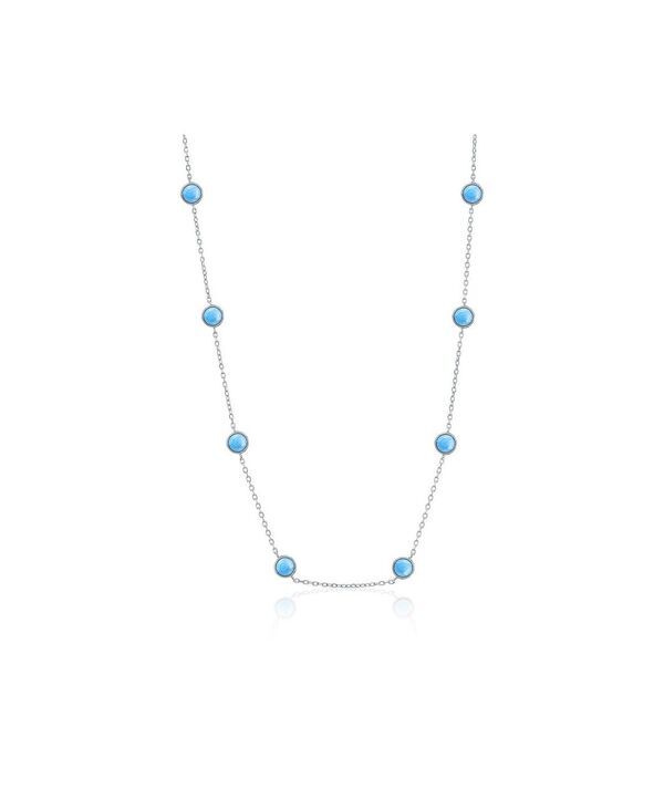 カリビアントレジャーズ レディース アクセサリー ネックレス・チョーカー・ペンダントトップ レース Caribbean Treasuresterling Round Station Larimar N