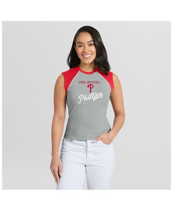 ウェア バイ エリン アンドルーズ レディース トップス タンクトップ クロップド WEAR by Erin Andrews Womens Heather Gray Philadelphia Phil