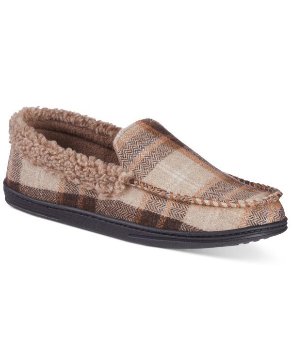 アイソトナー メンズ シューズ サンダル ニット フリース Isotoner Mens Brushed Knit or Plaid Lewis Moccasin Slipper with Fleece