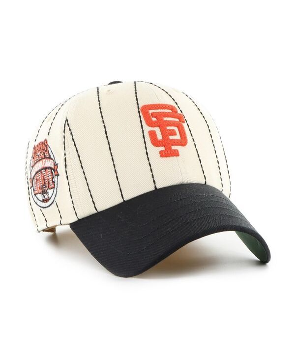 47 ブランド メンズ アクセサリー 帽子 47 Brand x Rawlings Mens NaturalBlack San Francisco Giants Pinstripe Clean Up