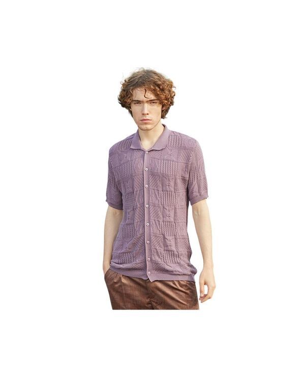 キャンパスストラ メンズ トップス シャツ ニット Campusutra PatchKnit Shirt Purple パープル