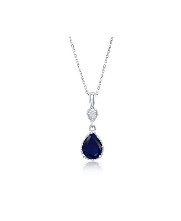 シモナ レディース アクセサリー ネックレス・チョーカー・ペンダントトップ レース Simona Sterling Pearshaped Gem Necklace Diffused sapphire