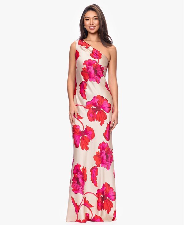 エスケープ レディース トップス ワンピース プチ プリント ワンショルダー XSCAPEtite OneShoulder Printed Gown Red Nude レッド