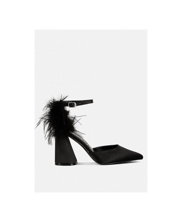 ロンドンラグ レディース シューズ サンダル ヒール London Rag Womens palmetta fur detail block heel sandals Black ブラック