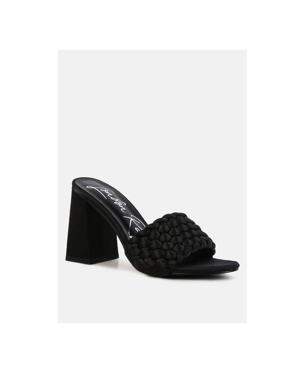 ロンドンラグ レディース シューズ サンダル サテン London Rag Womens Lust Look Braided Satin Block Sandals Black ブラック