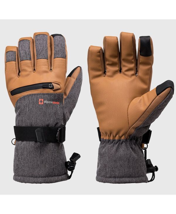 アルパインスイス メンズ アクセサリー 手袋 Alpine Swiss Mens Waterproof Snow Gloves Zipper Pockets Winter Sport Mittens