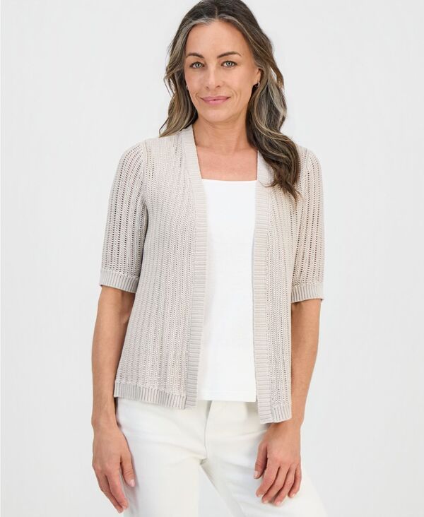 スタイルアンドコー レディース アウター ニット・セーター プチ コットン カーディガン Style Co Petite Summer Cotton Cardigan Stonewall 14,336円