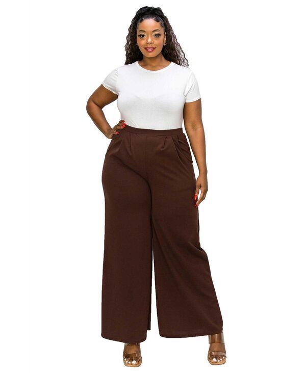 リブド レディース ボトムス カジュアルパンツ ワイドレッグ プラスサイズ L I V D Plusize Rachel Wide Leg Pocket Pants Lt brown ブラウン