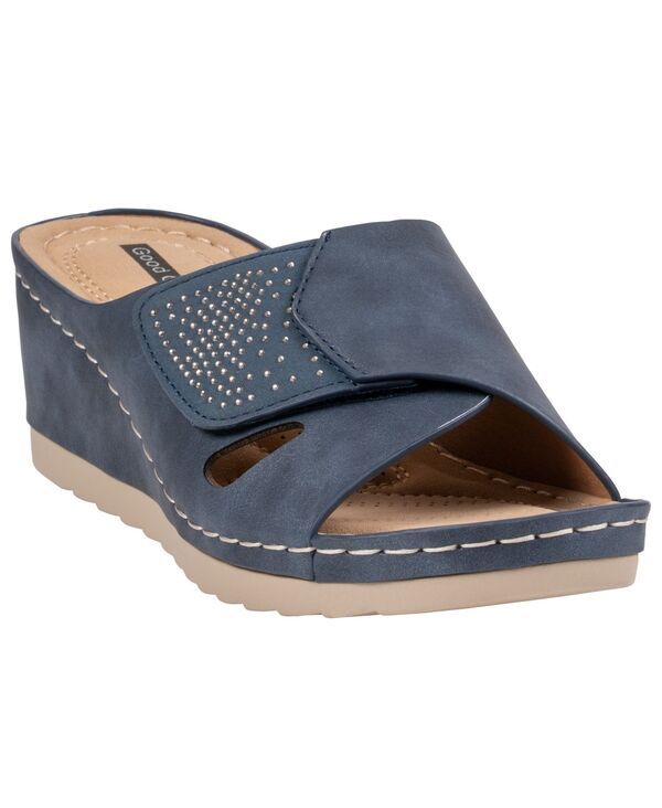 ジーシーシューズ レディース サンダル GC Shoes Womensavina Embellished Round Toe Wedge Sandals Navy ネイビー