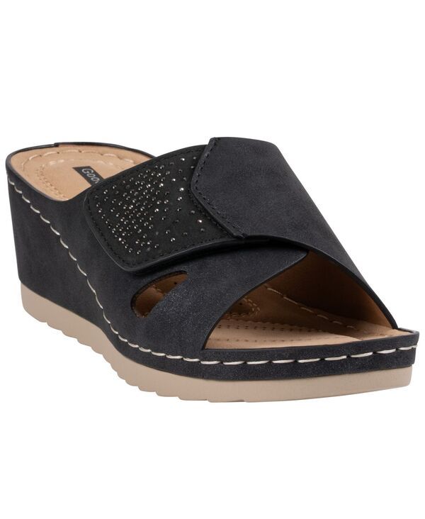 ジーシーシューズ レディース サンダル GC Shoes Womensavina Embellished Round Toe Wedge Sandals Black ブラック