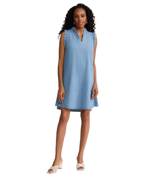 ジョーンズニューヨーク レディース トップス ワンピース Vネック プチ Jones New York Petite VNeck Trapeze Short Dress Pisces Wash