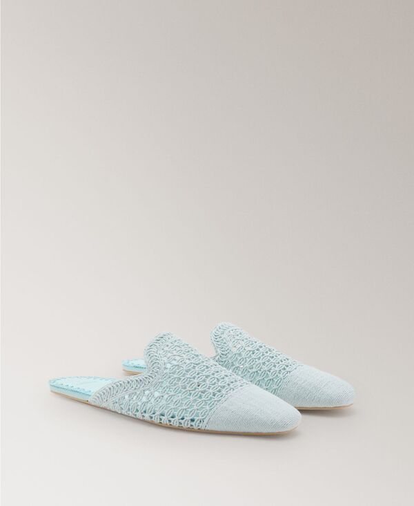 マンゴ レディース シューズ サンダル MANGO Womens Crochet Mule Slippers Blue ブルー
