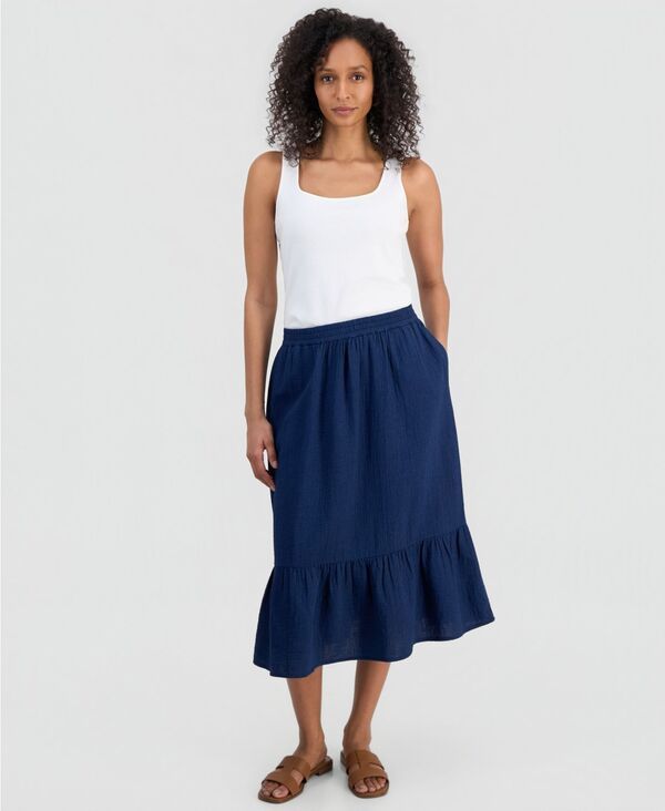 スタイルアンドコー レディース ボトムスカート プチ ミディ Style Co Petite PullOn Midi Skirtrue Indigo インディゴ