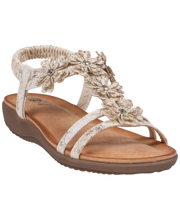 ジーシーシューズ レディース サンダル フラワー柄 フラワー GC Shoes Womens Lily Floral Flat Sandals Natural