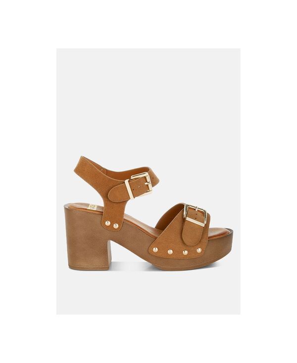 ラグアンドコー レディース シューズ サンダル スエード レザー Rag Co Rag and Co Womens Lhasa Real Suede Leather Clog Sandals Tan