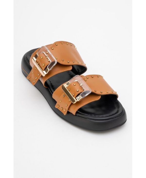 プロローグシューズ レディース サンダル Prologue Shoes Zley Buckle Sandal Women Cognac faux leather