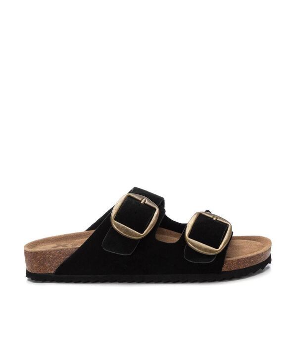 キシタイ レディース シューズ サンダル スエード XTI Womensuede Double Strap Buckle Sandals Black ブラック