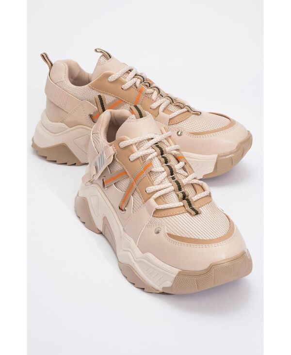 プロローグシューズ レディースニーカー Prologue Shoes Maggie Sport Sneakers Women Beige faux leather ベージュ