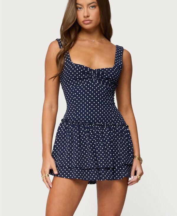 アディクテッド レディース ボトムス ハーフパンツ・ショーツ ドット柄 ドット ロンパース Edikted Womens Mercedez Polka Dot Romper Navy ネイビー