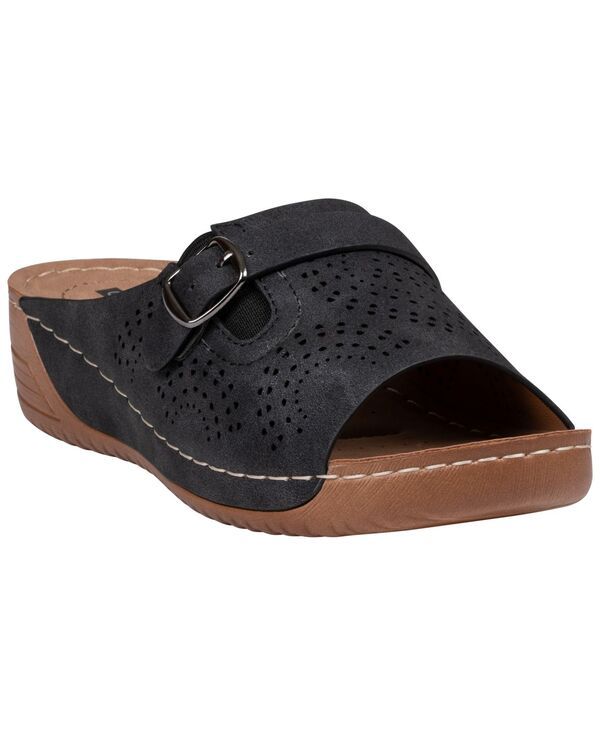 ジーシーシューズ レディース サンダル GC Shoes Womens Moira Perforated Comfort Round Toe Sandals Black ブラック
