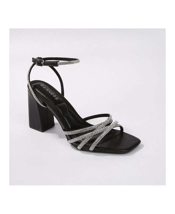 バーネス レディース シューズ サンダル ヒール BERNESS Hailie Strappy Rhinestone Heels Black ブラック