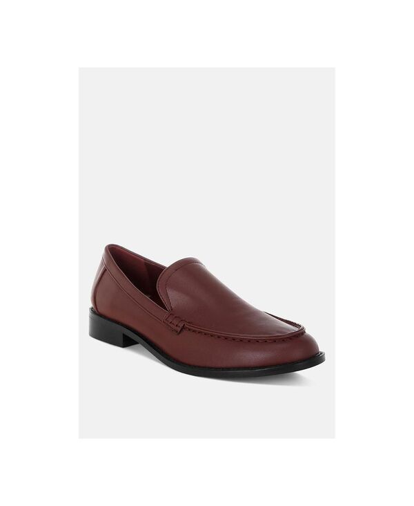 ラグアンドコー レディース シューズ スリッポン・ローファー レザー ヒール Rag Co Womens Ninto Low Heel Pleather Loafers Burgundy pleath