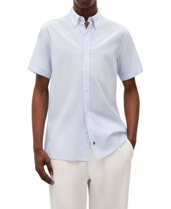 スカルパーズ メンズ トップス シャツ Scalpers Menseersuckeresort Bd Shirt Blue white stripes ホワイト 26,128円