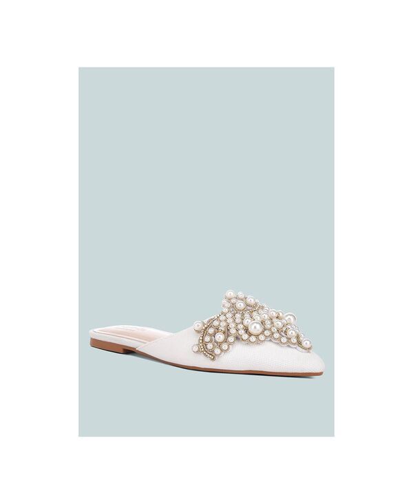 ラグアンドコー レディース シューズ サンダル Rag Co Womens Women Astre Pearl Embellished Shimmer Mules White ホワイト