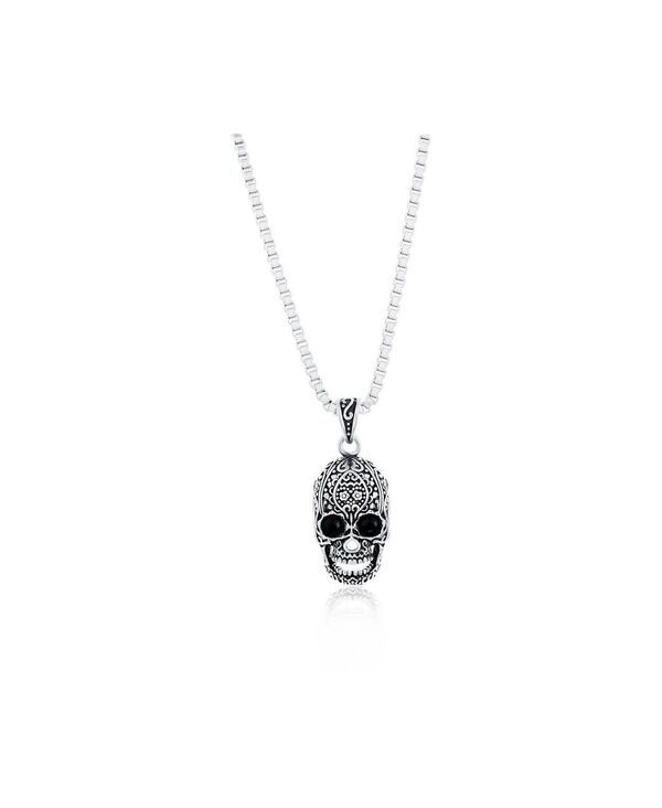 メタロ レディース アクセサリー ネックレス・チョーカー・ペンダントトップ Tシャツ レース Metallo Stainlessteel Black CZ Skull Necklace Silver