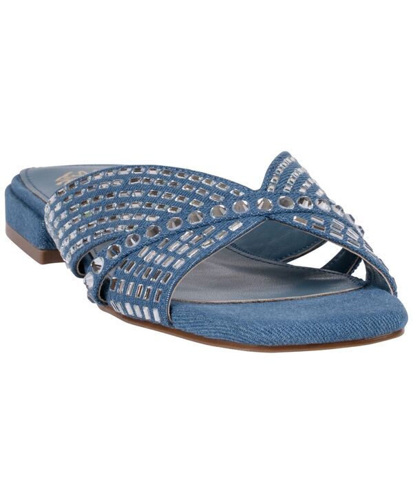ジーシーシューズ レディース サンダル GC Shoes Womens Elara Rhinestone Crisscross Flat Sandals Blue ブルー