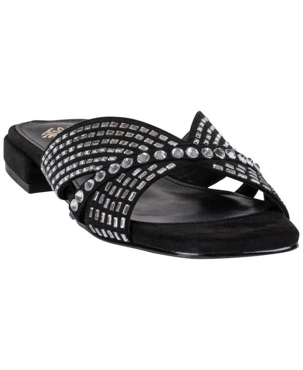 ジーシーシューズ レディース サンダル GC Shoes Womens Elara Rhinestone Crisscross Flat Sandals Black ブラック