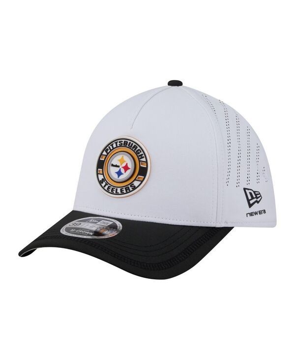 ニューエラ メンズ アクセサリー 帽子 Tシャツ New Era Mens WhiteBlack Pittsburgh Steelers Patch 39THIRTY AFrame MCrown Pe