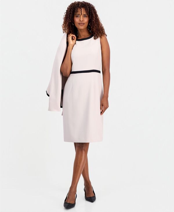 カスパール レディース トップス ワンピース プチ カラーブロック Kasper Womens Colorblocked Sheath Dress Regular Petite ParchmentBl