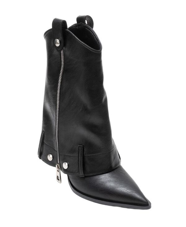 プロローグシューズ レディース ブーツ・レインブーツ ヒール Prologue Shoes Lola Zipointed Toe Heel Boot Women Black faux leather