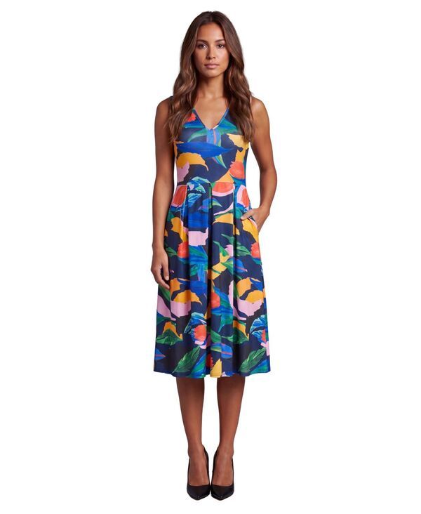 24 セブンコンフォート レディース トップス ワンピース フラワー柄 プチ プリント ミディ フラワー 24seven Comfort Apparel Essential Petite Floral