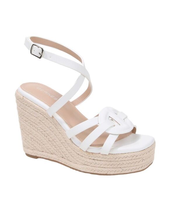 バーネス レディース シューズ サンダル BERNESS Womens Rhiannon Strappy Espadrille Wedge Sandals White ホワイト