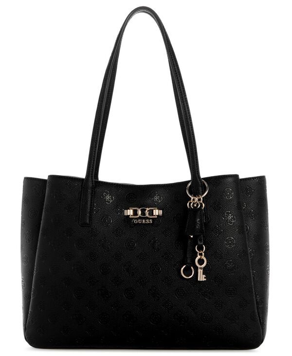 ゲス レディース バッグ GUESS Anise Multi Compartment Large Tote Handbag Black Logo ブラック