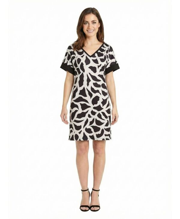 24 セブンコンフォート レディース トップス ワンピース プチ プリント 24seven Comfort Apparel Petite Abstract Print KneeLength Dress