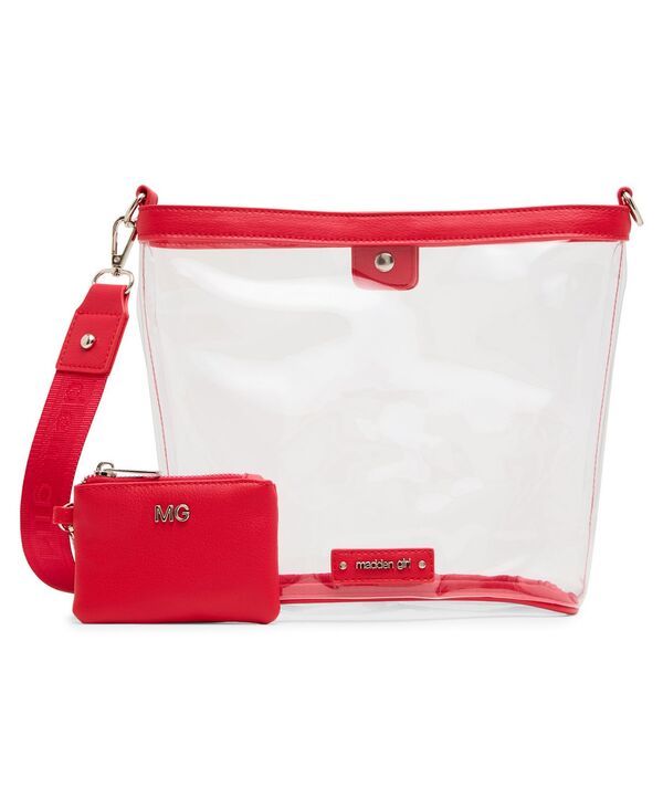 マッデンガール レディース バッグ Madden Girl Cleo Clear Vinyl Small Bucket Crossbody Bag Red レッド