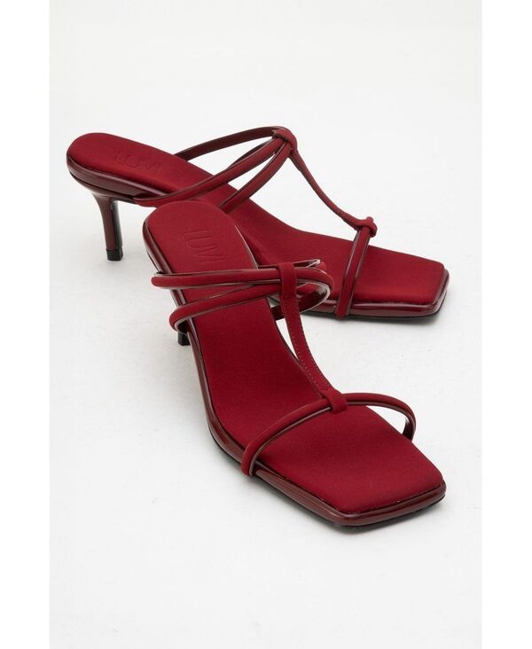 プロローグシューズ レディース サンダル ヒール Prologue Shoes Mocha Strap Heel Sandal Women Burgundy faux leather バーガンディ