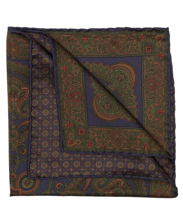 エリザベッタ メンズ アクセサリー ネクタイ シルク Elizabetta Mens Lario Double Sided Silk Pocket Square for Menavy green ネイ