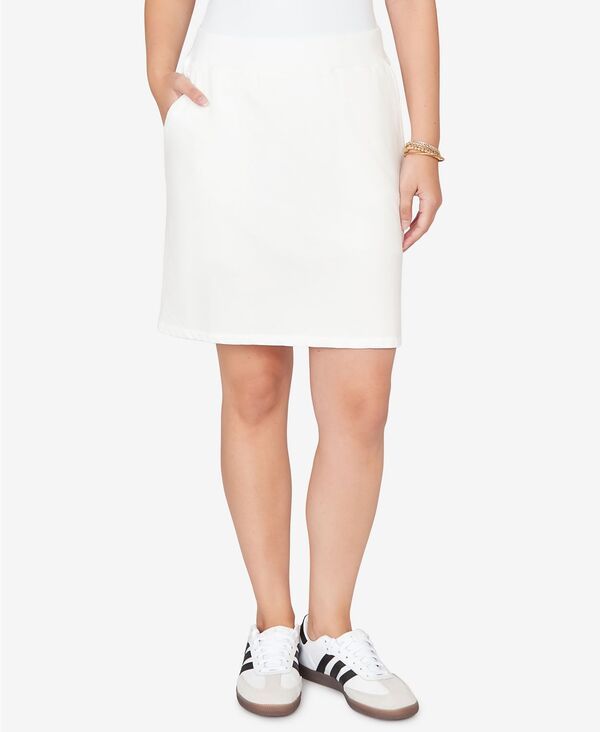 ルビーアールディー レディース ボトムスカート プチ パイル Ruby Rd Petite French Terry PullOn Skort White ホワイト