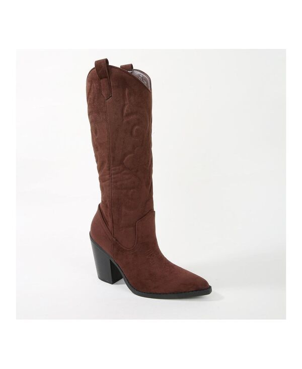 バーネス レディース シューズ ブーツ・レインブーツ スエード BERNESS Arizona Faux Suede Western Boot Brown ブラウン