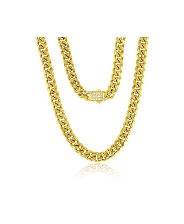 メタロ レディース アクセサリー ネックレス・チョーカー・ペンダントトップ Tシャツ レース Metallo Stainlessteel Miami Cuban CZ Lock Necklace Go
