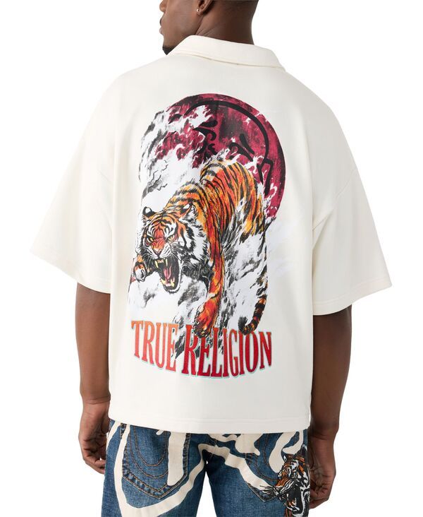 トゥルーレリジョン メンズ トップス ポロシャツ 半袖 True Religion Mens Tiger ShortSleeve Polo Shirt Winter White ホワイト
