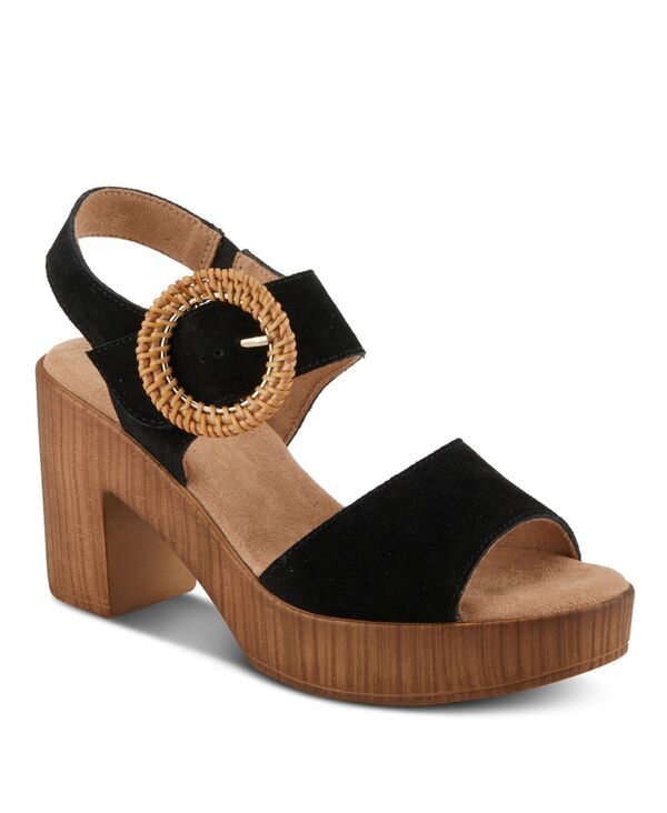 スプリングステップ レディース シューズ サンダル アンクル Spring Step Gamona Womens Ankle Strap with Buckle Closure Black suede